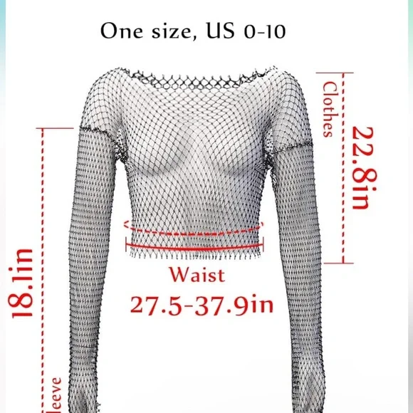 Mesh Crystal Long Sleeve See Through Top - Picture 3 of 7